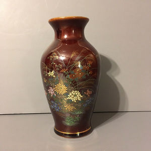Vintage brown floral vase
